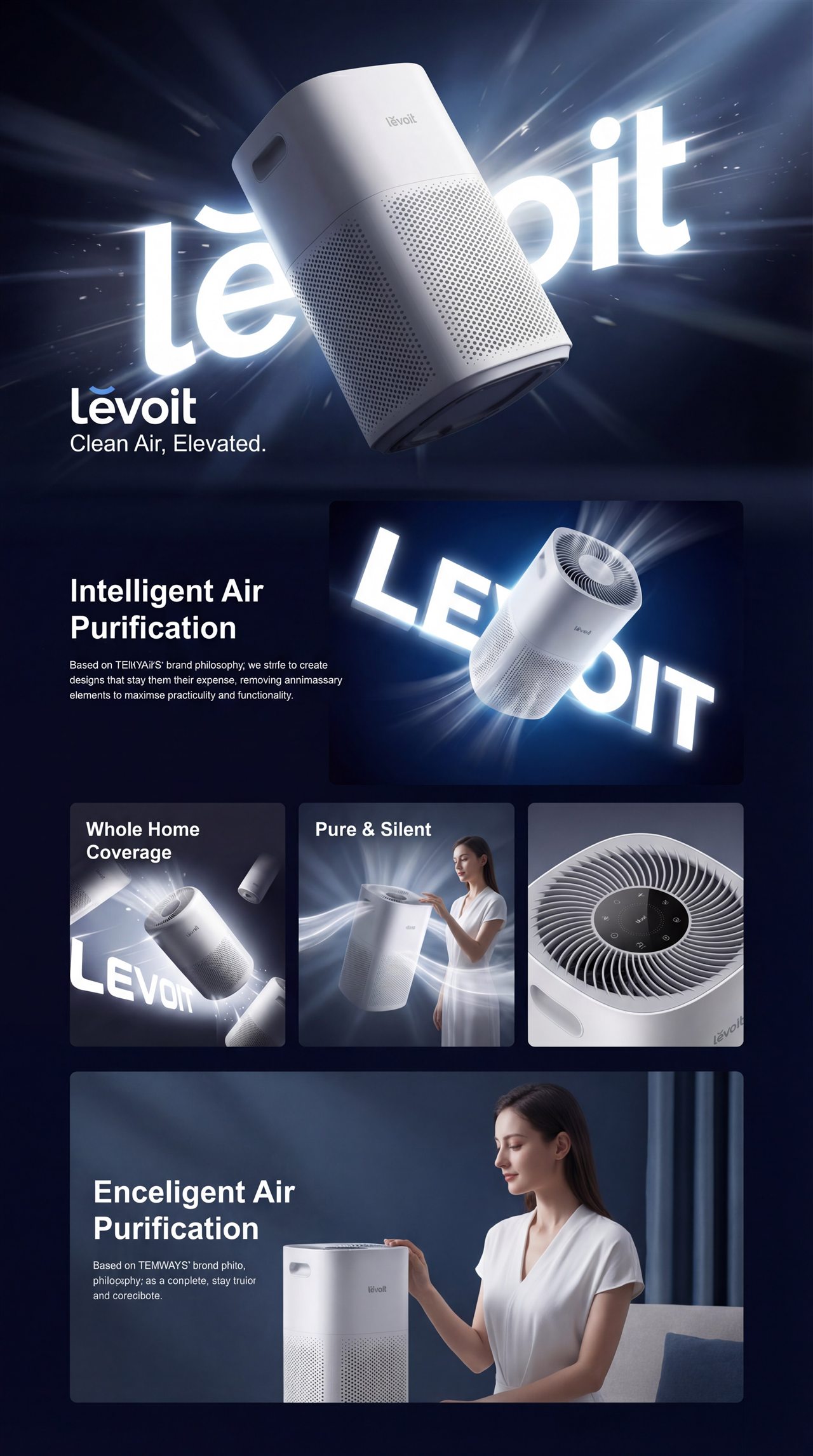 Levoit 蓝色光效空气净化器视觉